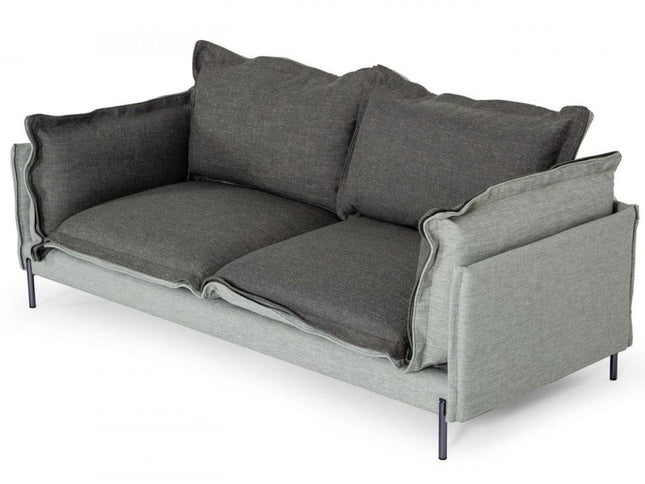87" Dark Gray Polyester Blend Sofa With Silver Legs
