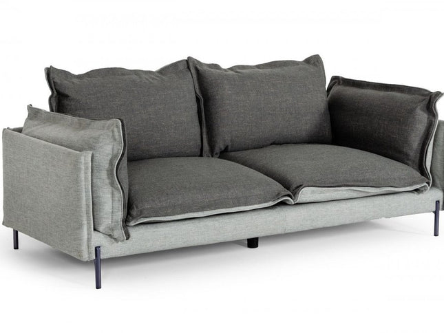 87" Dark Gray Polyester Blend Sofa With Silver Legs