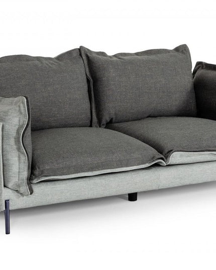 87" Dark Gray Polyester Blend Sofa With Silver Legs