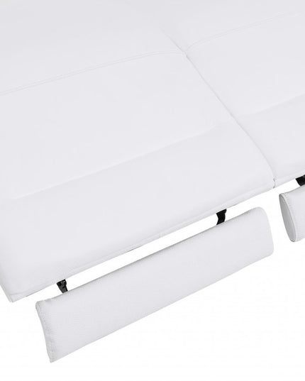 65" White And Silver Italian Leather Power Reclining Loveseat