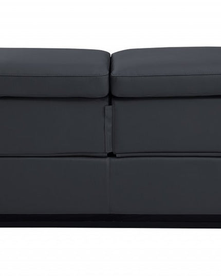 65" Gray And Black Italian Leather Power Reclining Loveseat