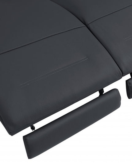 65" Gray And Black Italian Leather Power Reclining Loveseat