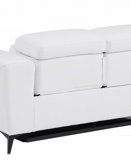 65" White And Black Italian Leather Power Reclining Loveseat