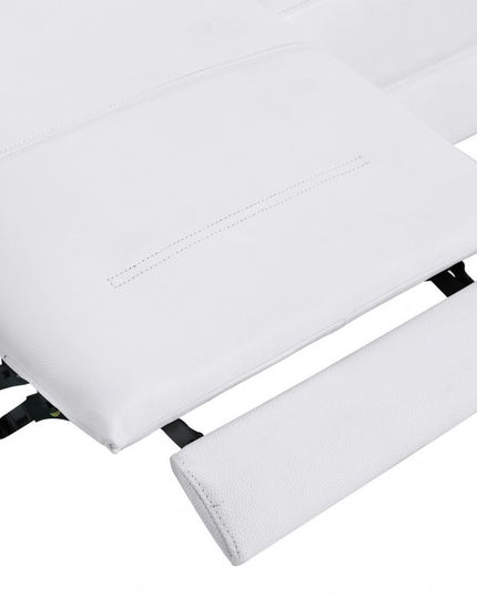 65" White And Black Italian Leather Power Reclining Loveseat