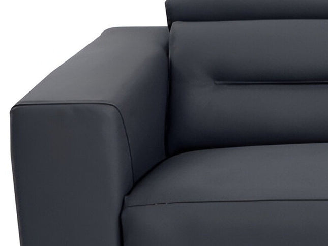 83" Gray Italian Leather USB Reclining Sofa With Black Legs