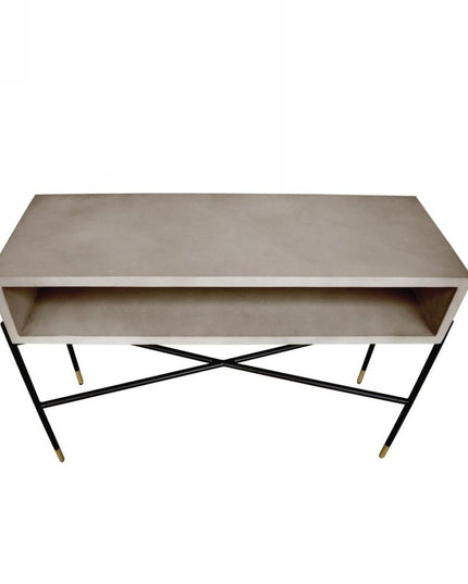 45" Gray and Black Concrete Console Table With Shelves