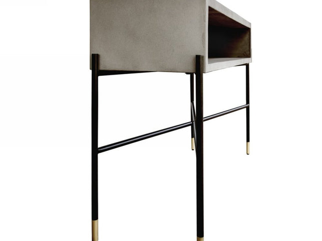 45" Gray and Black Concrete Console Table With Shelves