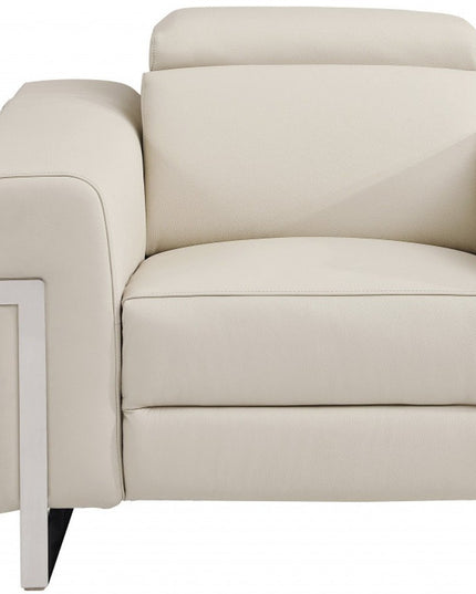41" Beige Italian Leather Power Recliner Chair
