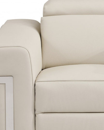 41" Beige Italian Leather Power Recliner Chair