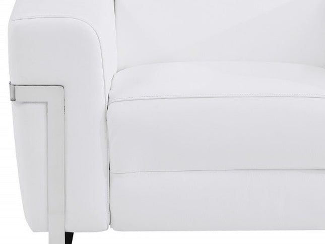 41" White Italian Leather Power Recliner Chair