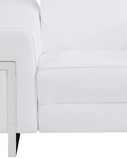 41" White Italian Leather Power Recliner Chair