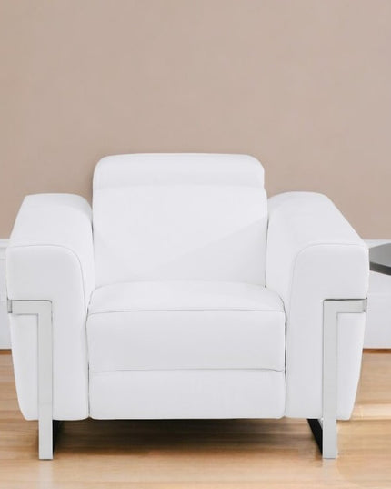 41" White Italian Leather Power Recliner Chair
