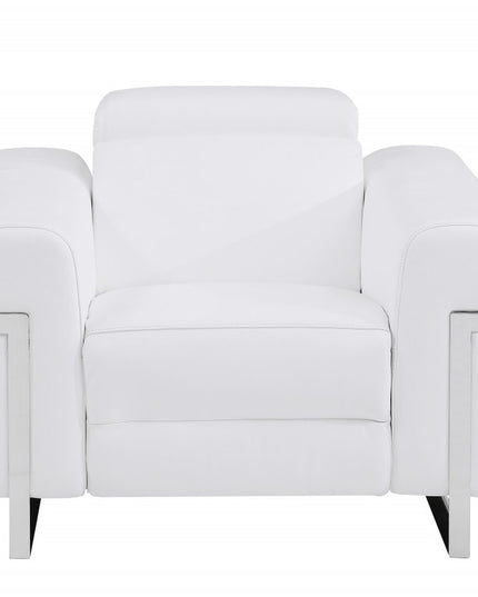41" White Italian Leather Power Recliner Chair