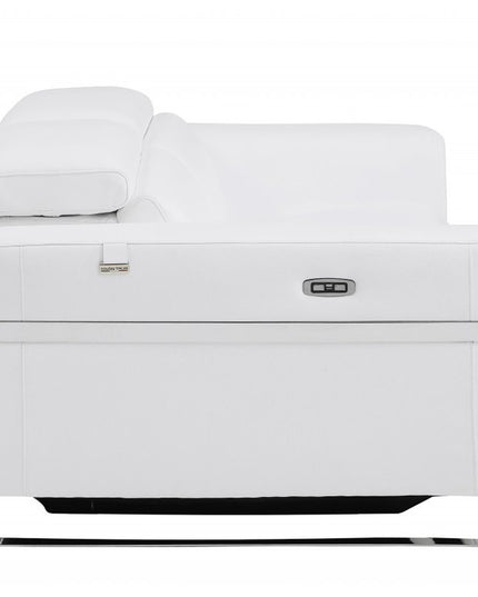 41" White Italian Leather Power Recliner Chair