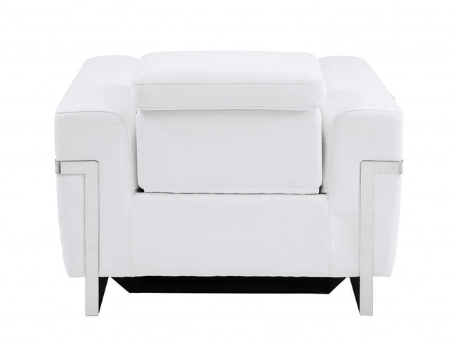 41" White Italian Leather Power Recliner Chair