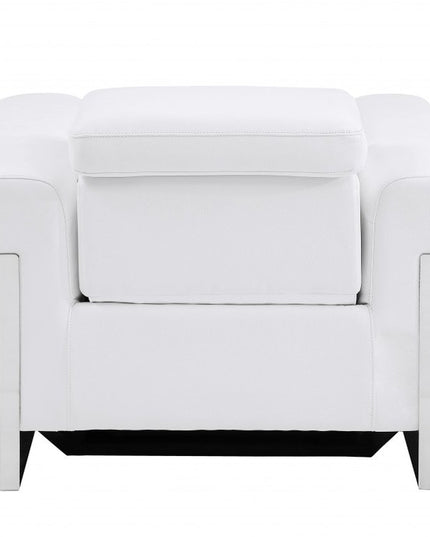 41" White Italian Leather Power Recliner Chair