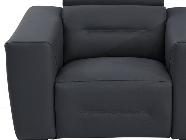 41" Dark Gray Italian Leather Power Recliner Chair