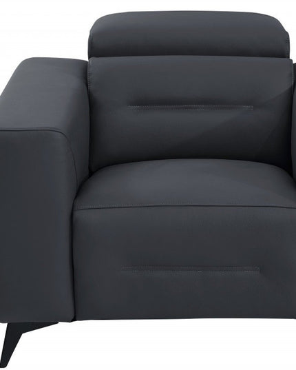 41" Dark Gray Italian Leather Power Recliner Chair