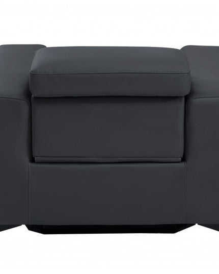 41" Dark Gray Italian Leather Power Recliner Chair