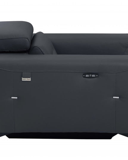 41" Dark Gray Italian Leather Power Recliner Chair