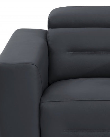 41" Dark Gray Italian Leather Power Recliner Chair