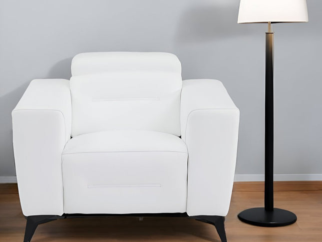 41" White Italian Leather Power Recliner Chair
