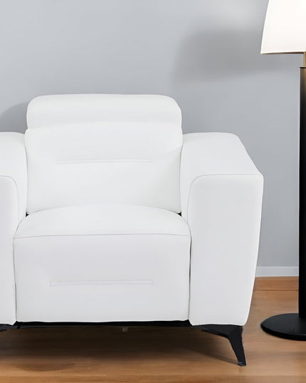 41" White Italian Leather Power Recliner Chair