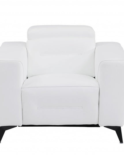 41" White Italian Leather Power Recliner Chair