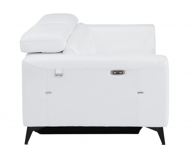 41" White Italian Leather Power Recliner Chair
