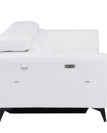 41" White Italian Leather Power Recliner Chair