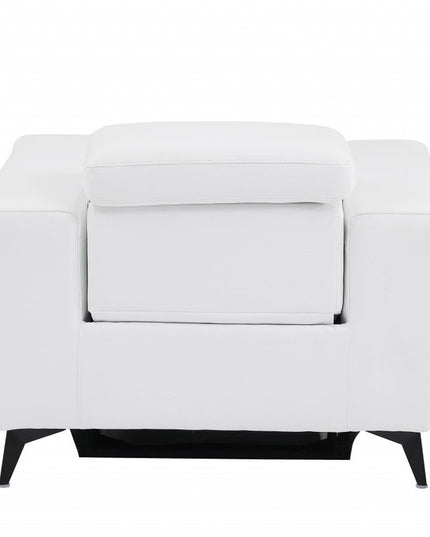 41" White Italian Leather Power Recliner Chair