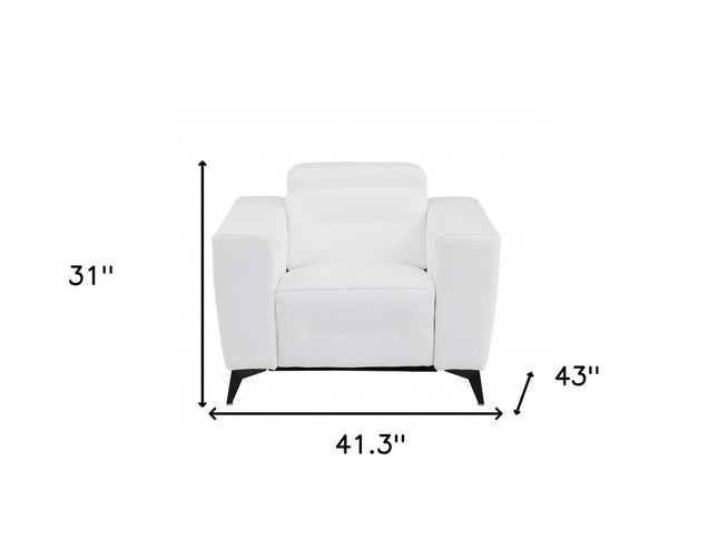 41" White Italian Leather Power Recliner Chair