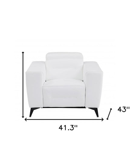 41" White Italian Leather Power Recliner Chair