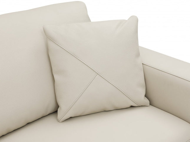 Beige Italian Leather Reclining L Shaped Two Piece Corner Sectional