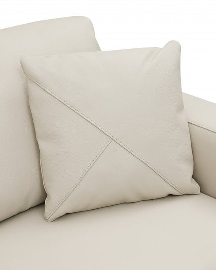 Beige Italian Leather Reclining L Shaped Two Piece Corner Sectional