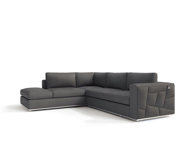 Dark Gray Italian Leather L Shaped Two Piece Corner Sectional