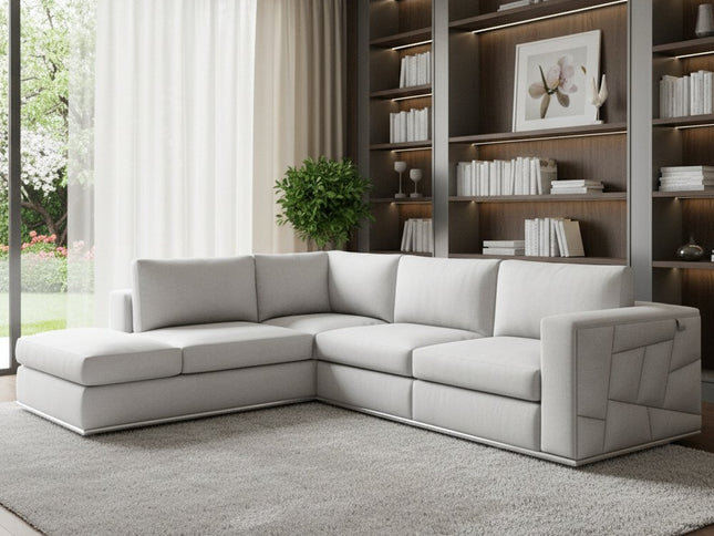 White Italian Leather Reclining L Shaped Two Piece Corner Sectional