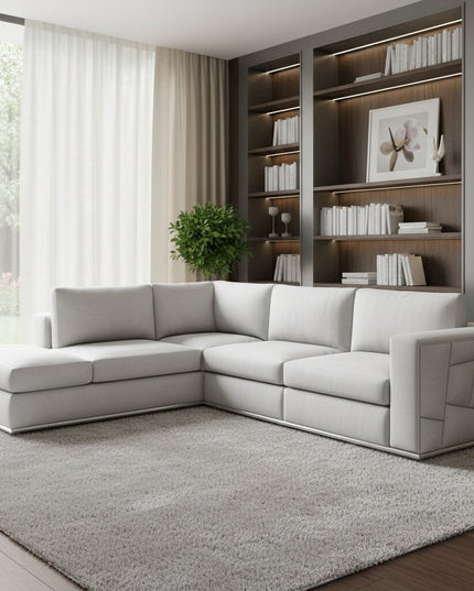 White Italian Leather Reclining L Shaped Two Piece Corner Sectional
