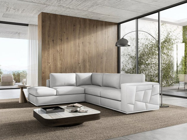 White Italian Leather Reclining L Shaped Two Piece Corner Sectional