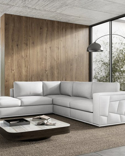 White Italian Leather Reclining L Shaped Two Piece Corner Sectional