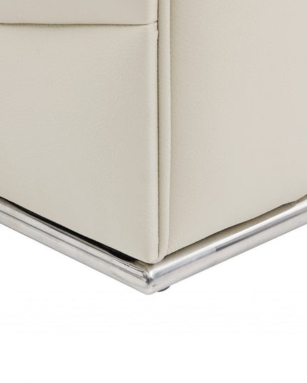 Beige Italian Leather Reclining L Shaped Two Piece Corner Sectional