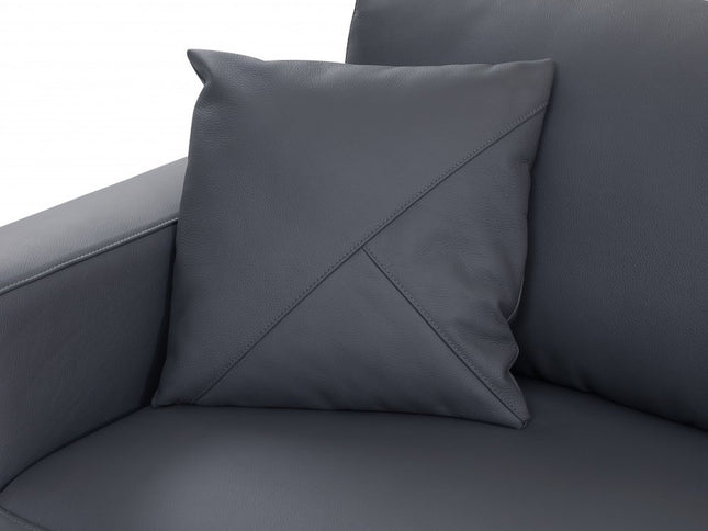 Dark Gray Italian Leather Reclining L Shaped Two Piece Corner Sectional