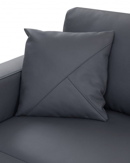 Dark Gray Italian Leather Reclining L Shaped Two Piece Corner Sectional