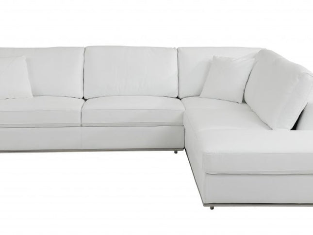 White Italian Leather Reclining L Shaped Two Piece Corner Sectional