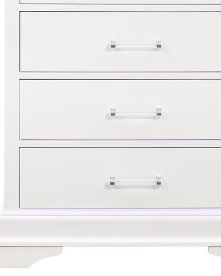 16" White Solid Wood Five Drawer Chest with LED Lighting