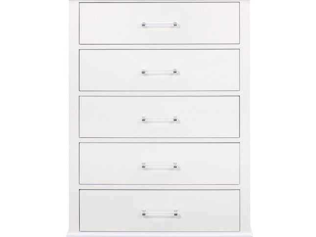 16" White Solid Wood Five Drawer Chest with LED Lighting