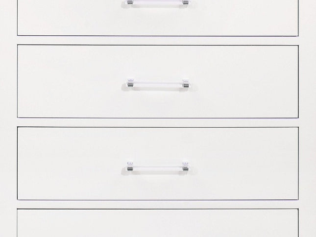 16" White Solid Wood Five Drawer Chest with LED Lighting