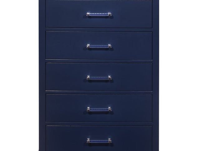 16" White Solid Wood Five Drawer Chest with LED Lighting