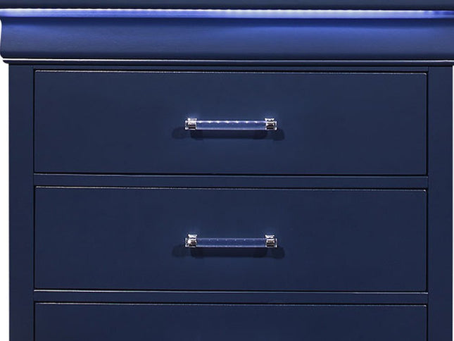 16" White Solid Wood Five Drawer Chest with LED Lighting