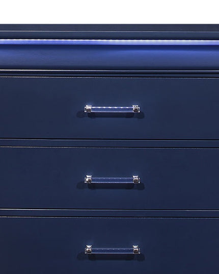 16" White Solid Wood Five Drawer Chest with LED Lighting